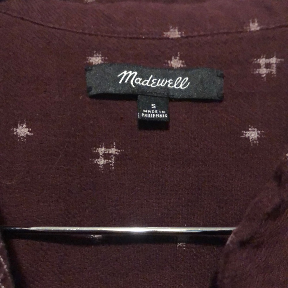 Madewell Cranberry Button Down Pattern Top Small - image 2